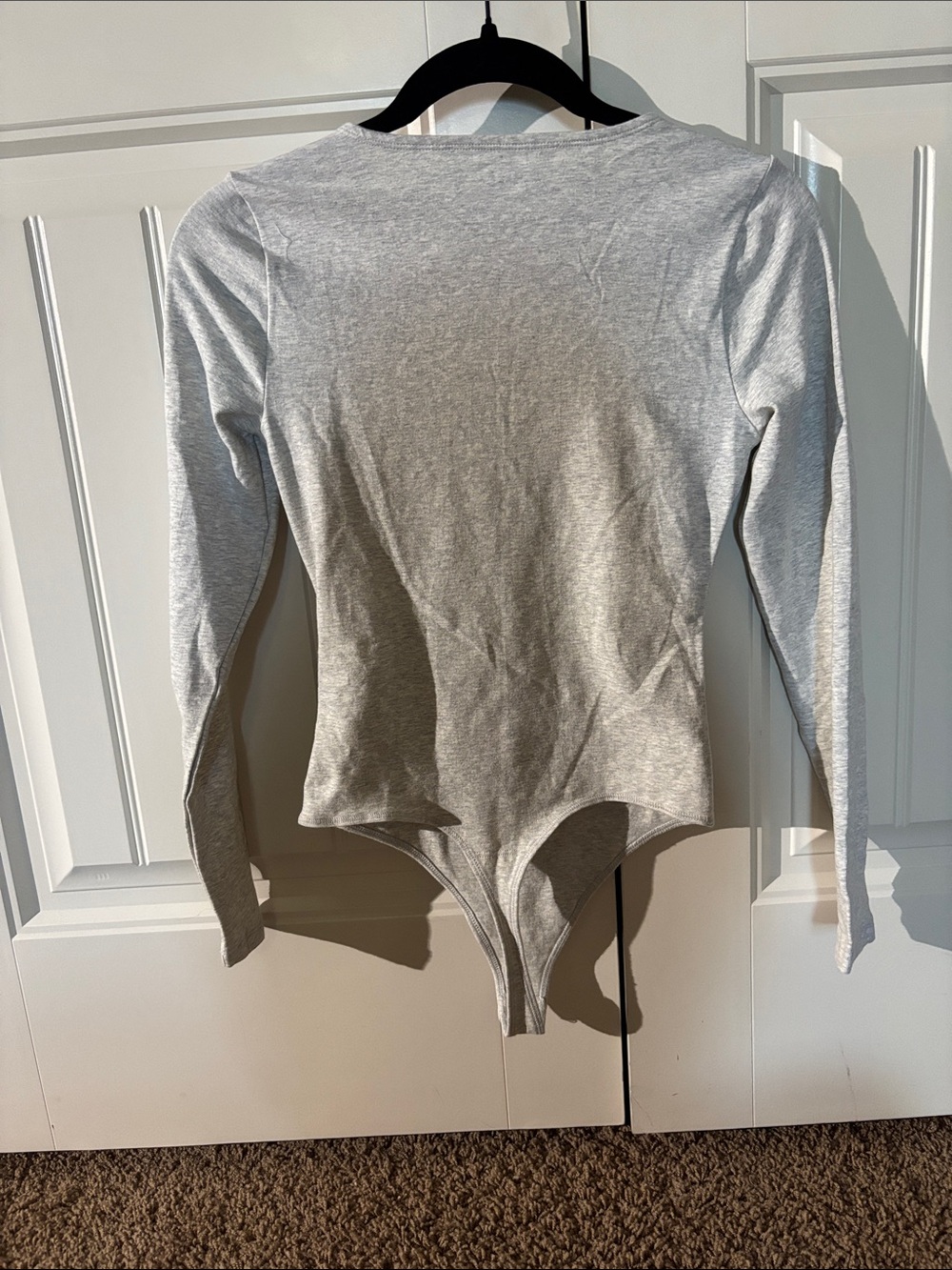 Abercrombie & Fitch Light Gray Square-Neck Long Sleeve Bodysuit - Picture 2 of 2